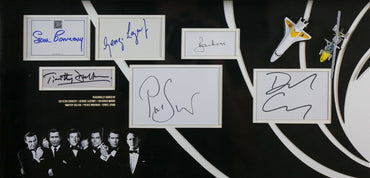 007 Signed Whitecard Display With Framed Cars - Memorabilia Framers Shop