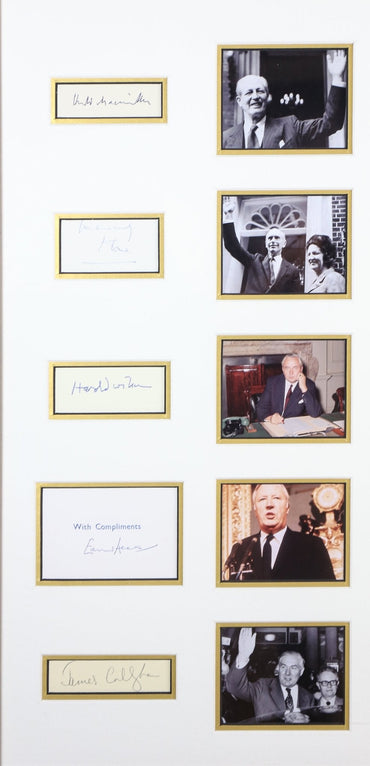10 Signed Prime Ministers White card Framed Display - Memorabilia Framers Shop