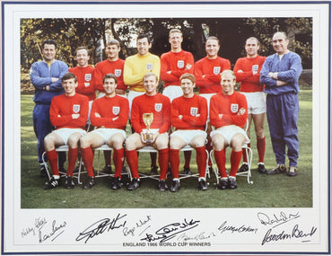 1966 9 Signed England Photograph Framed Display - Memorabilia Framers Shop