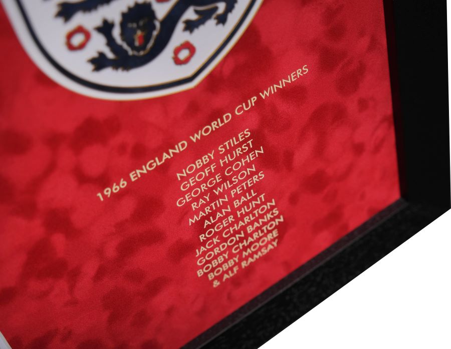 1966 Multi Signed England Shirt with Brochure and Medal Framed Display - Memorabilia Framers Shop