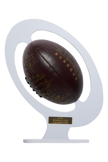 2003 Signed Winners Rugby Ball on Plinth Mount - Memorabilia Framers Shop