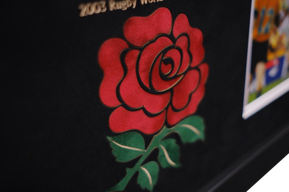 2003 World Cup Champions England Rugby shirt signed by Jonny Wilkinson - Memorabilia Framers Shop