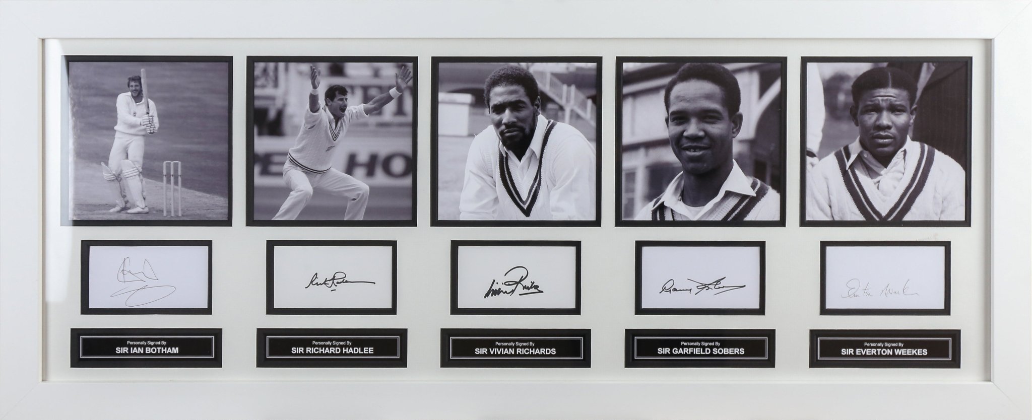 5 Signed Cricket Legends Whitecard Framed Display - Memorabilia Framers Shop