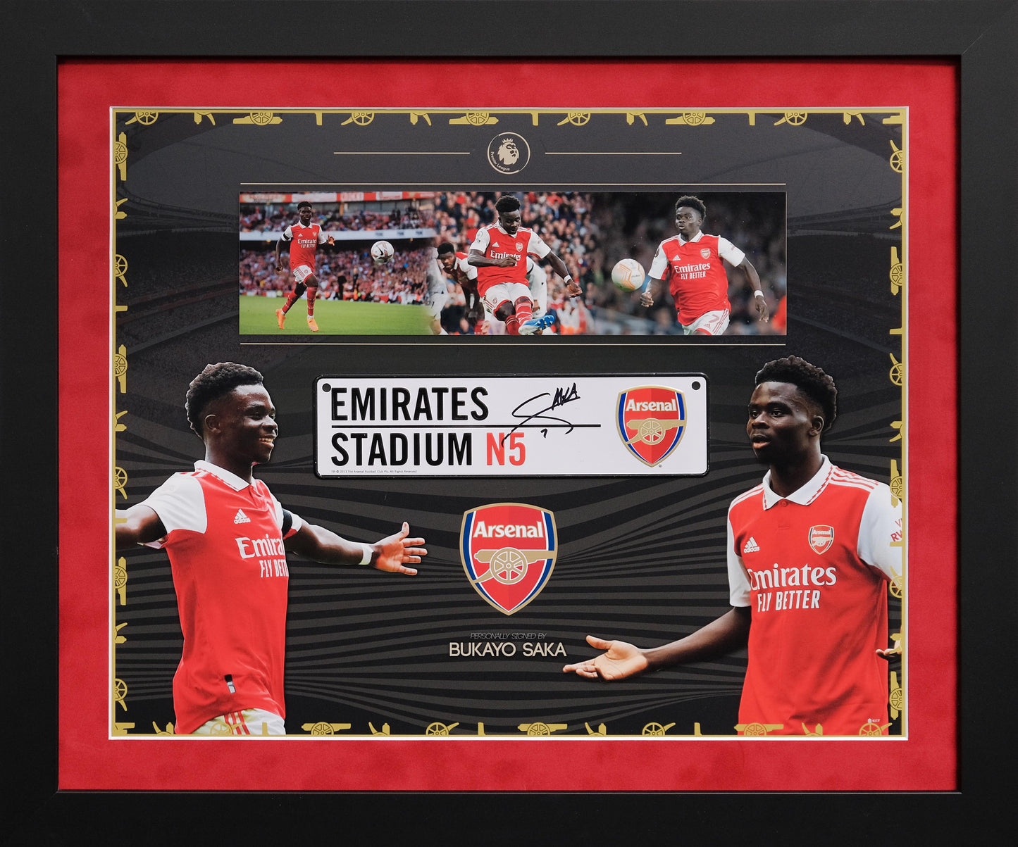 Bukayo Saka Signed Mini Roadsign Framed Display