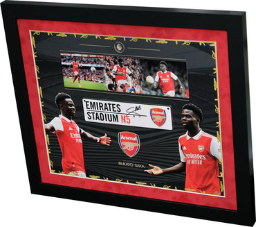 Bukayo Saka Signed Mini Roadsign Framed Display