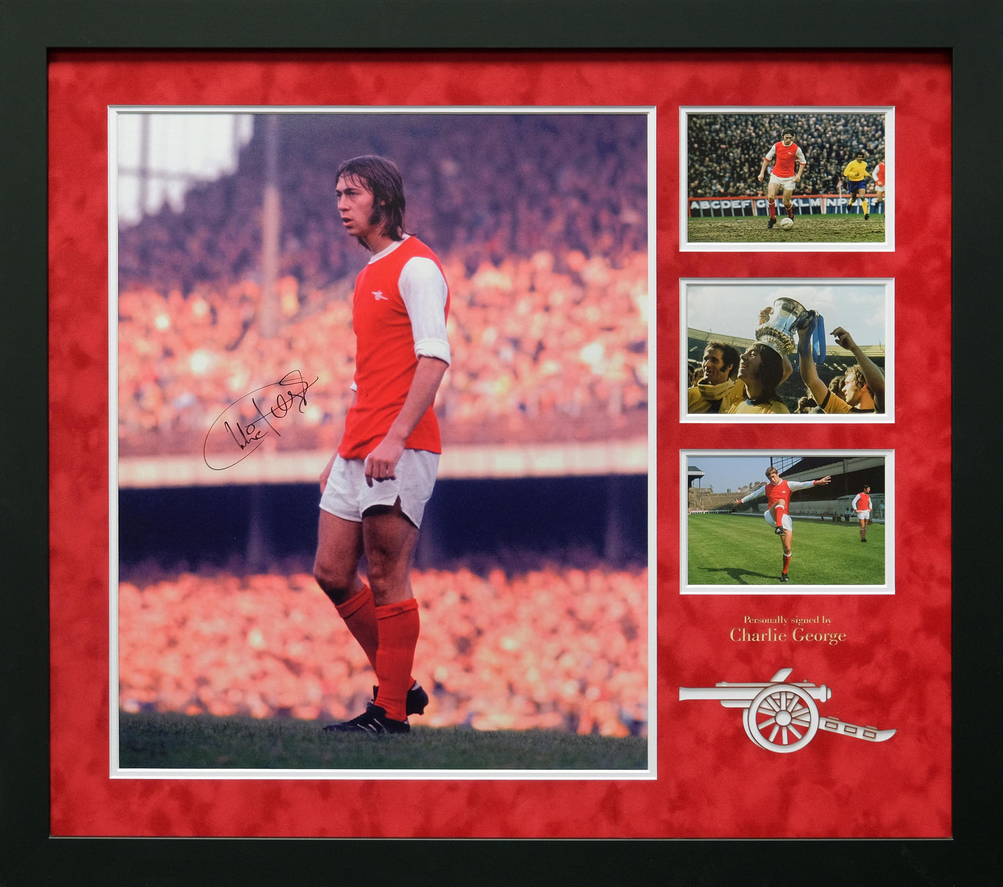 Charlie George Large Arsenal Signed Framed Display