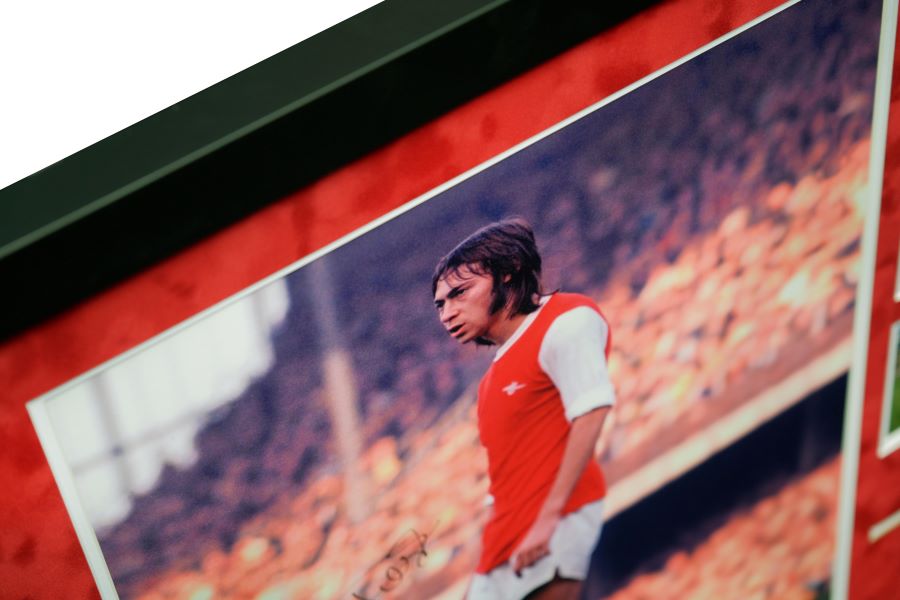 Charlie George Large Arsenal Signed Framed Display