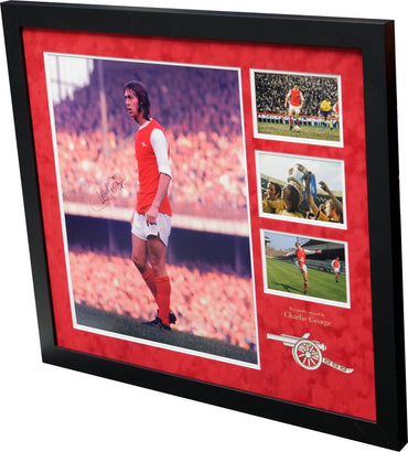 Charlie George Large Arsenal Signed Framed Display