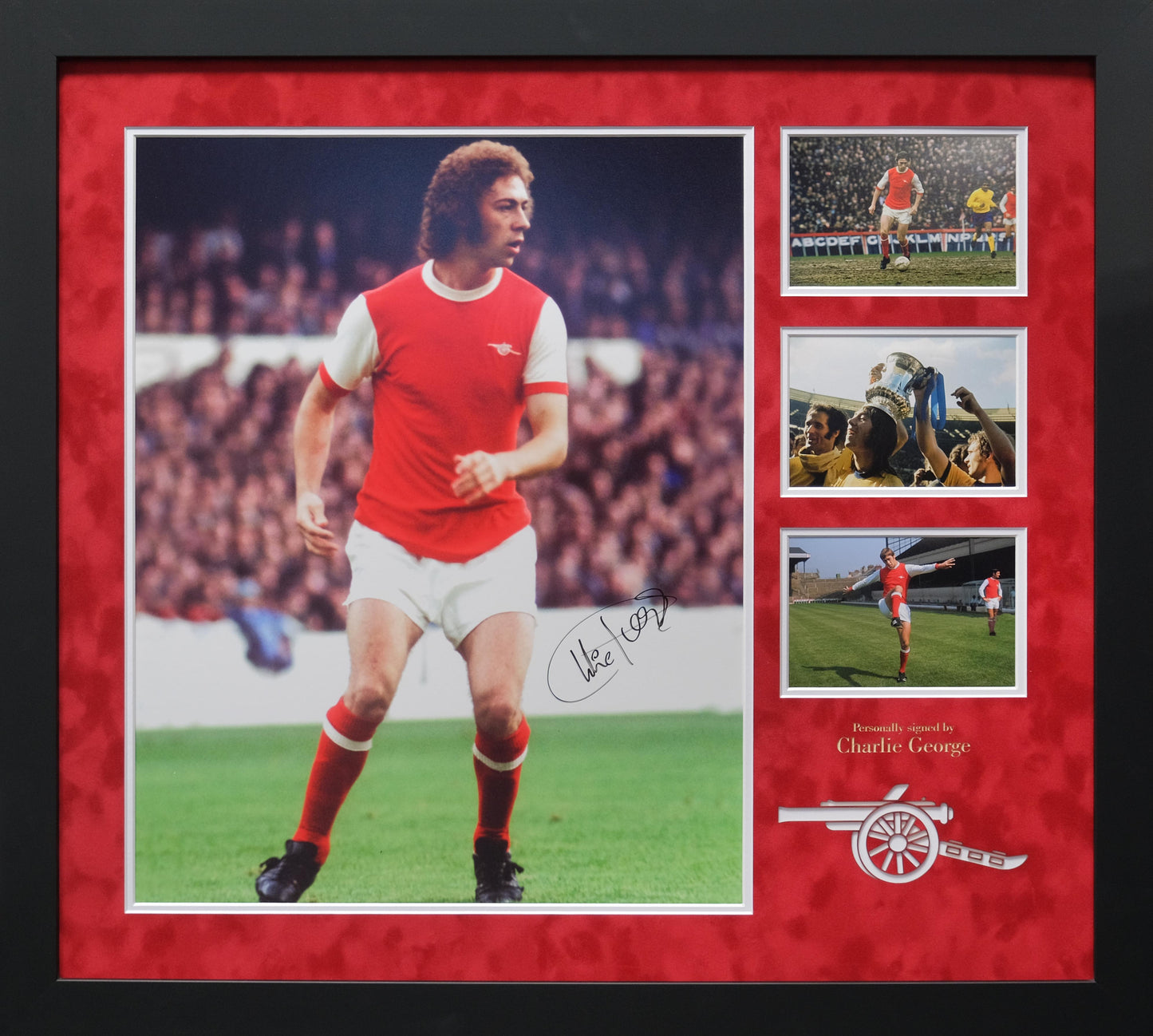 Charlie George Large Arsenal Signed Framed Display