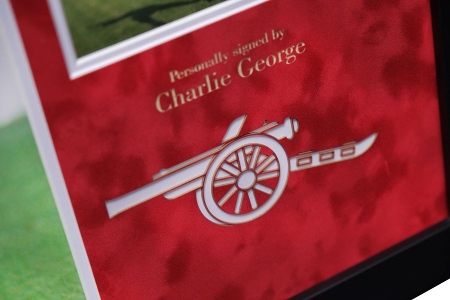 Charlie George Large Arsenal Signed Framed Display