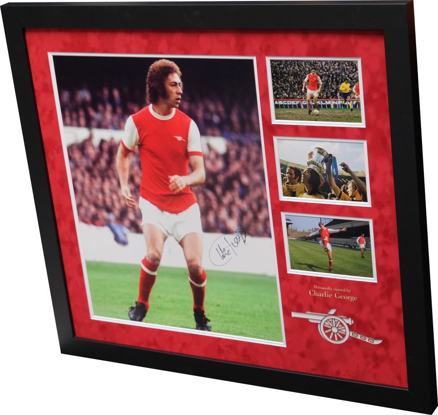 Charlie George Large Arsenal Signed Framed Display