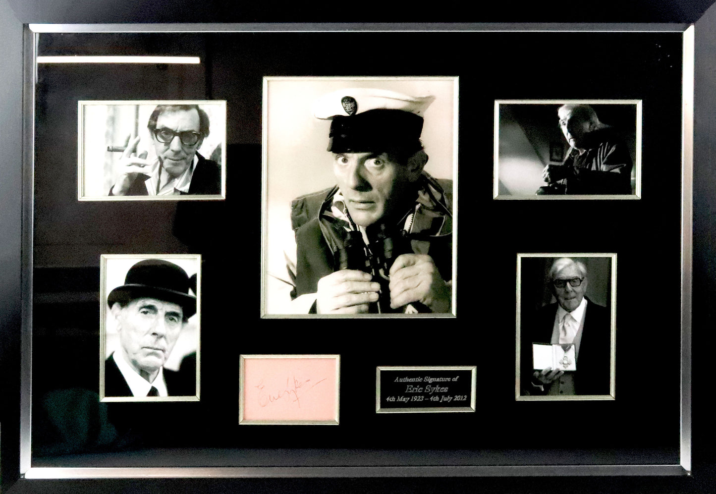 Eric Sykes Signed White Card Framed Display