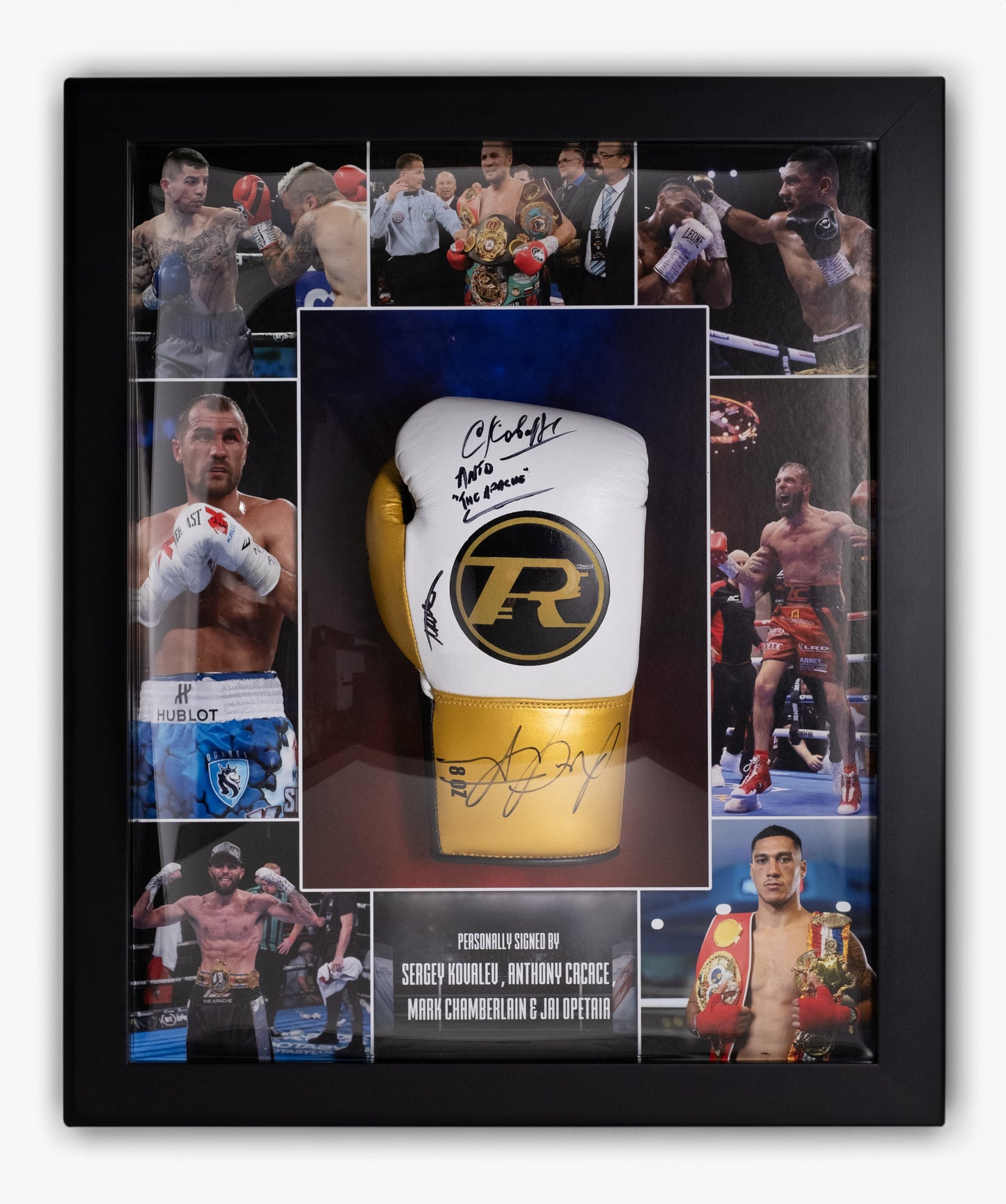 Kovalev, Cacace, Chamberlain & Opetaia Signed Glove Framed Display