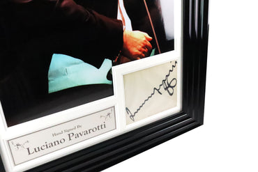 Luciano Pavarotti Signed White Card Framed Display