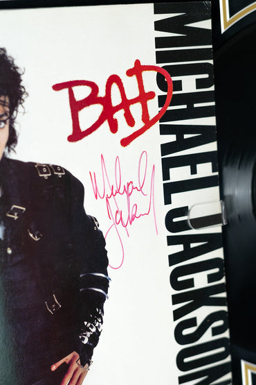 Michael Jackson Signed 'Bad' Vinyl Display