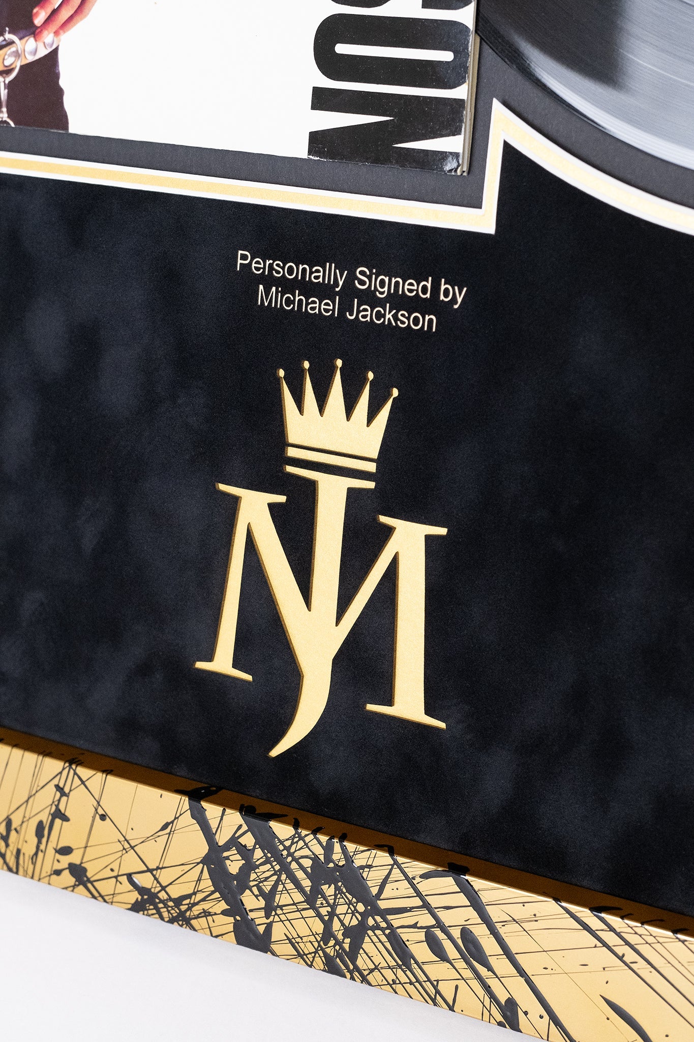 Michael Jackson Signed 'Bad' Vinyl Display Gold Frame