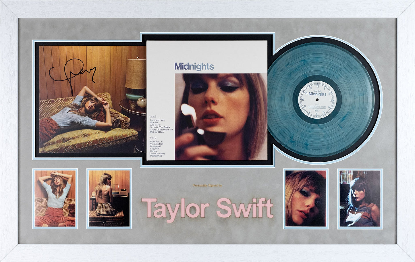 Taylor Swift Signed Framed Midnights Album Record Display
