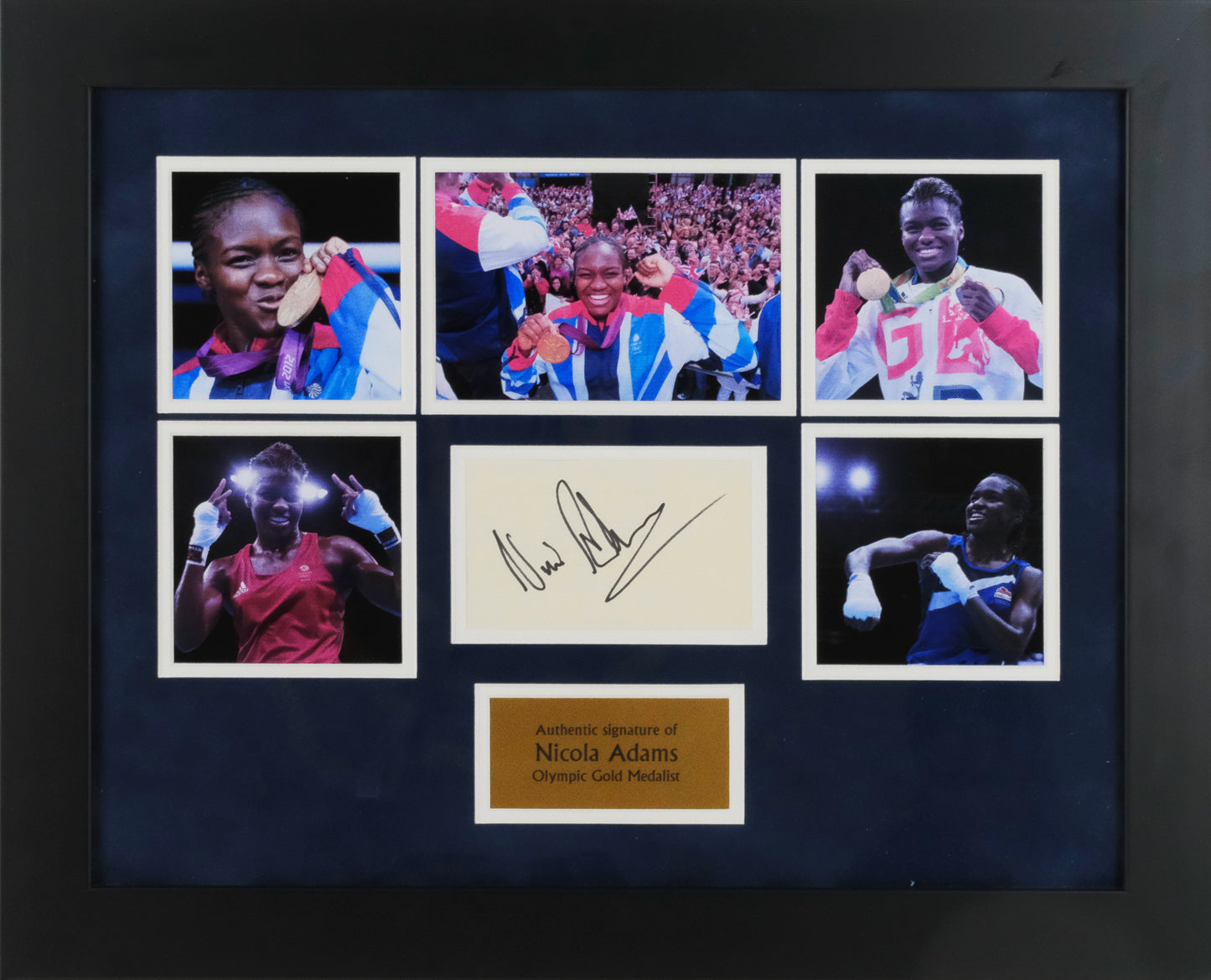 Nicola Adams Signed White Card Framed Display