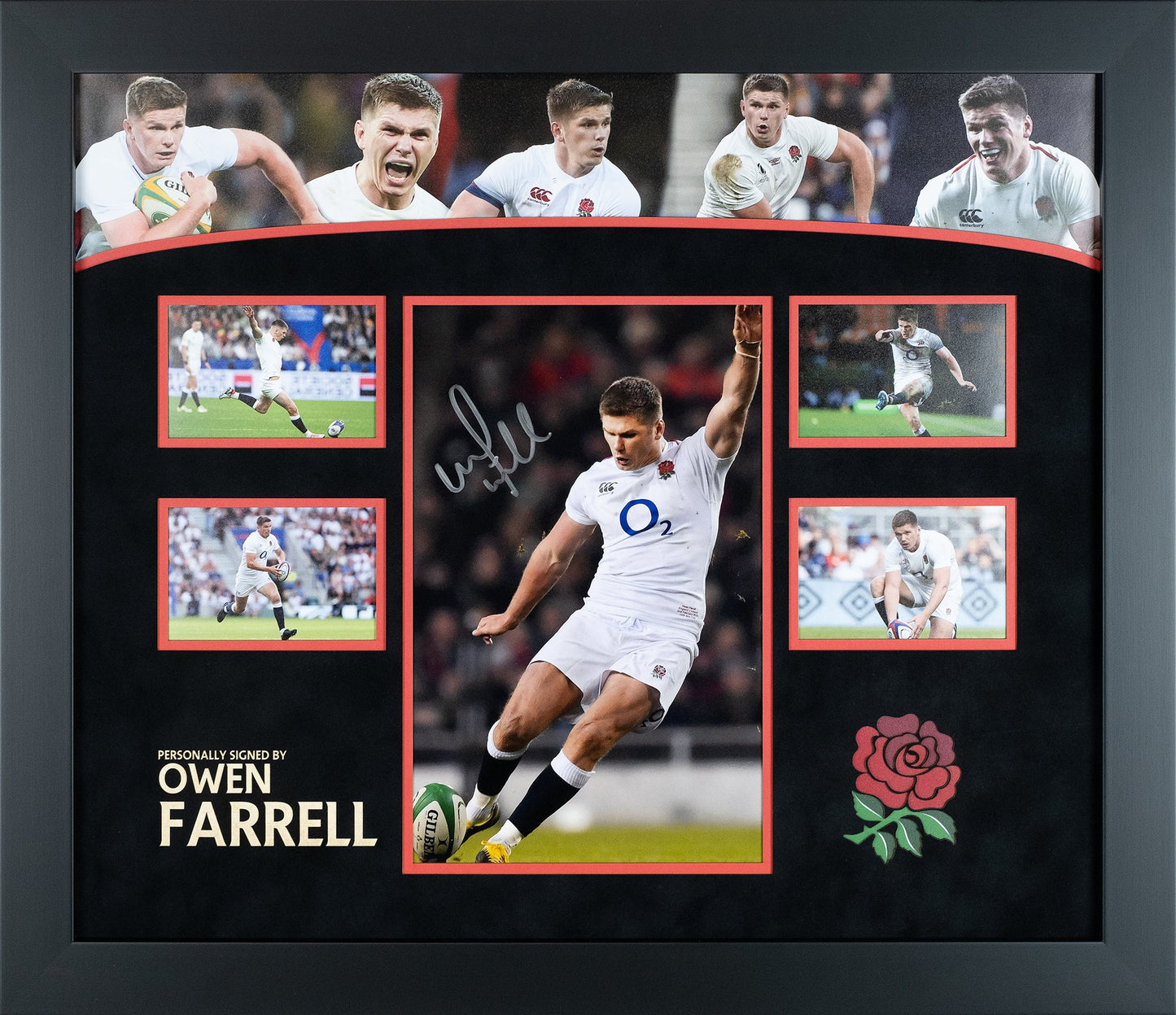 Owen Farrell Signed 12x8" Photo Montage Display