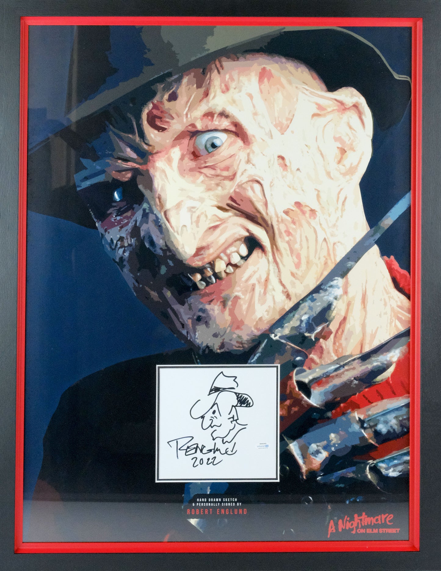 "A Nightmare of Elm Street" Robert Englund Signed White card Framed Display