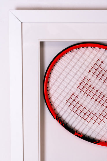 Roger Federer Signed White Card With Racket Framed Display