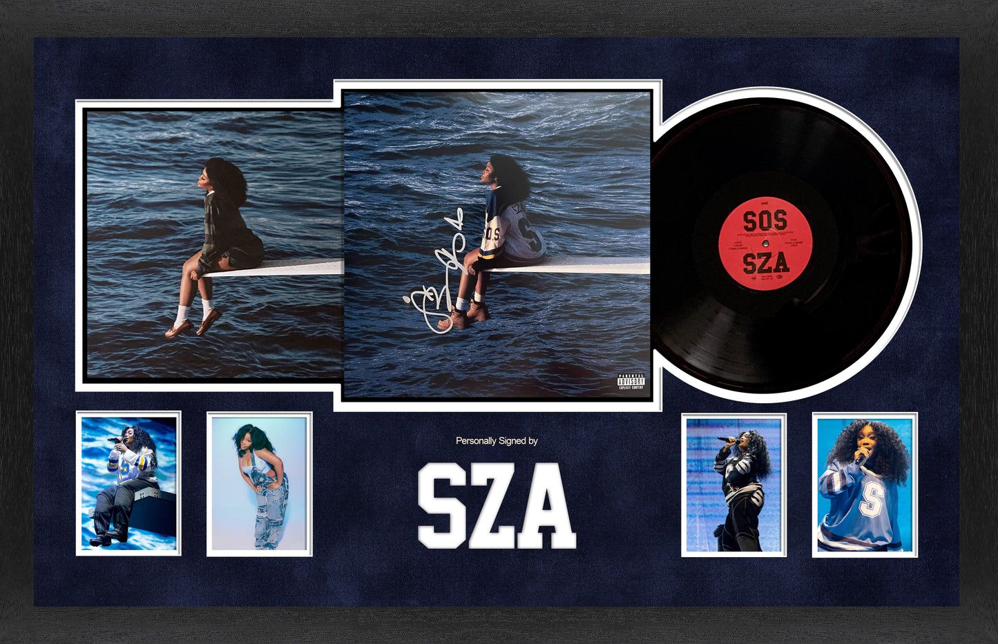 SZA Signed 'SOS' Vinyl Cover Framed Display