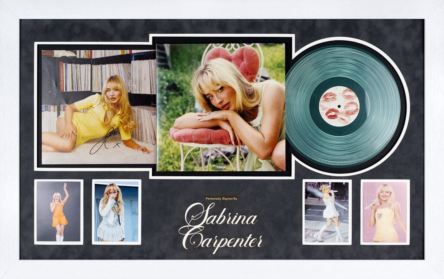 Sabrina Carpenter Short n' Sweet Vinyl Signed Display (White Frame)