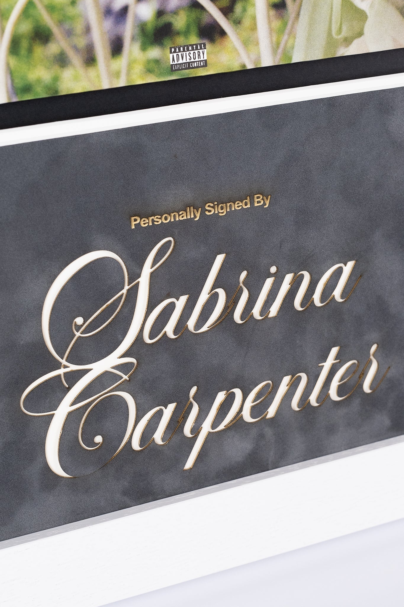 Sabrina Carpenter Short n' Sweet Vinyl Signed Display (White Frame)
