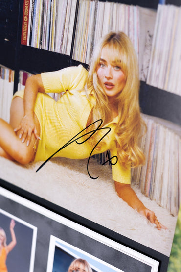 Sabrina Carpenter Short n' Sweet Vinyl and Insert Signed Art Card Framed Display