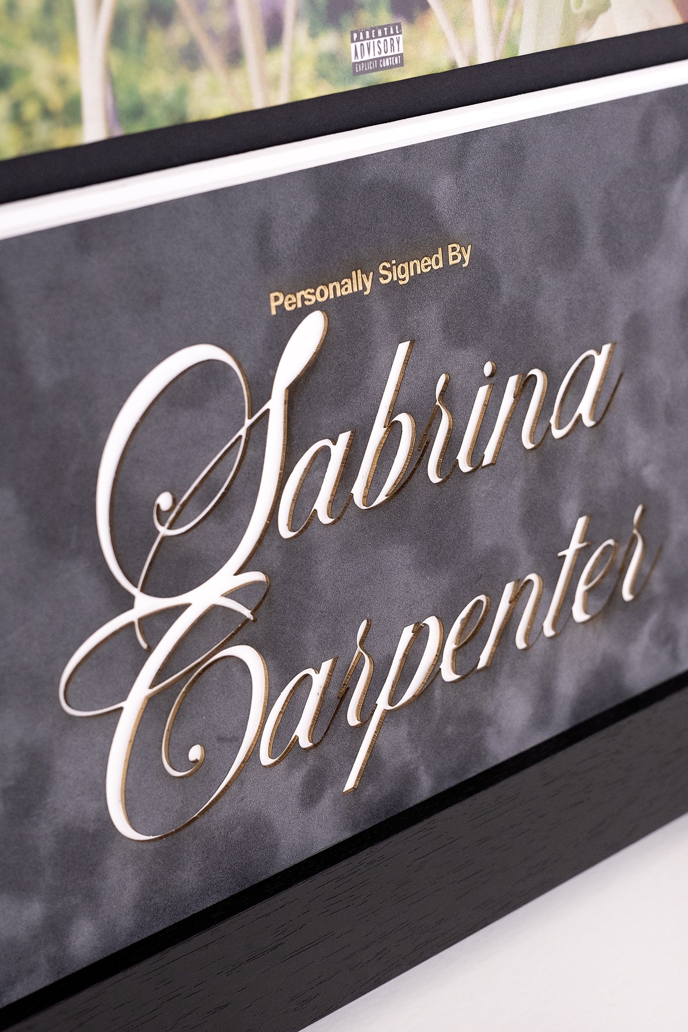 Sabrina Carpenter Short n' Sweet Vinyl and Insert Signed Art Card Framed Display