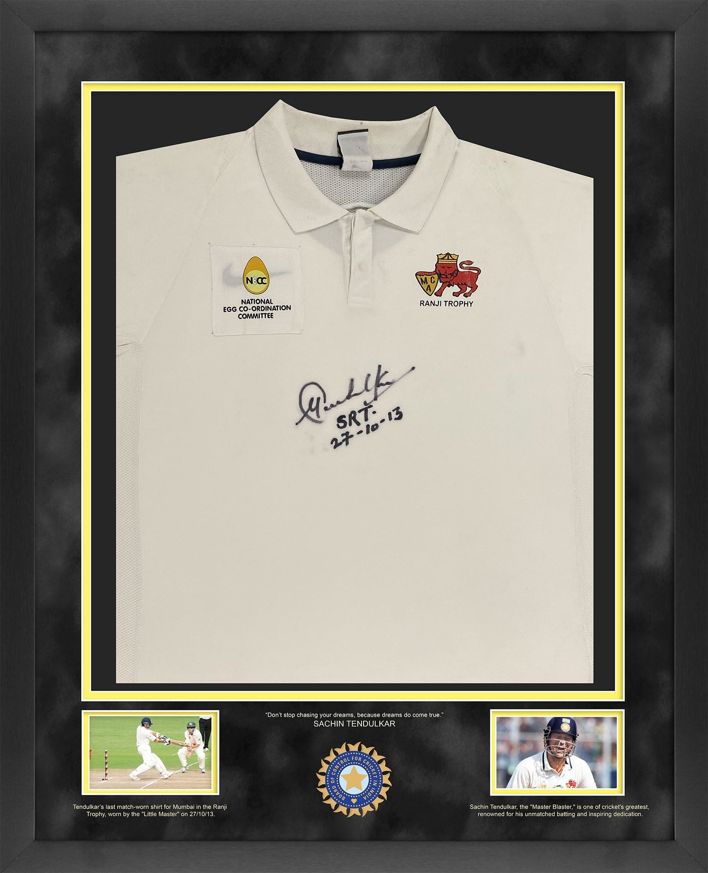 Sachin Tendulkar Signed Match-worn Shirt Display