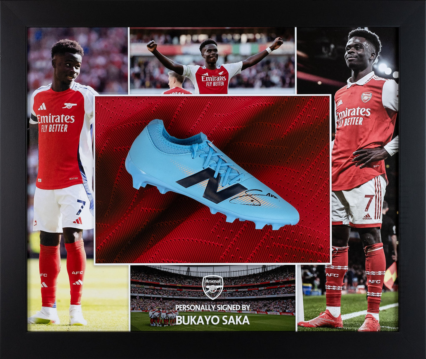 Bukayo Saka Signed Blue Boot Arsenal Display