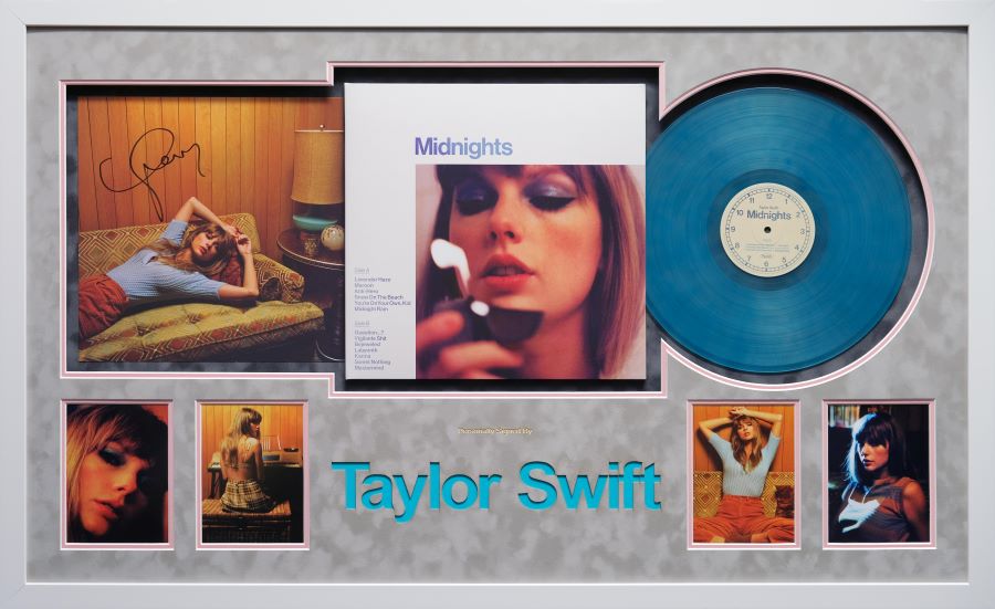 Taylor Swift Signed Framed Midnights Album Record Display