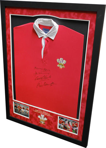 Welsh Rugby Legends signed shirt Barry John, JPR Williams, Gareth Edwards & Phil Bennett