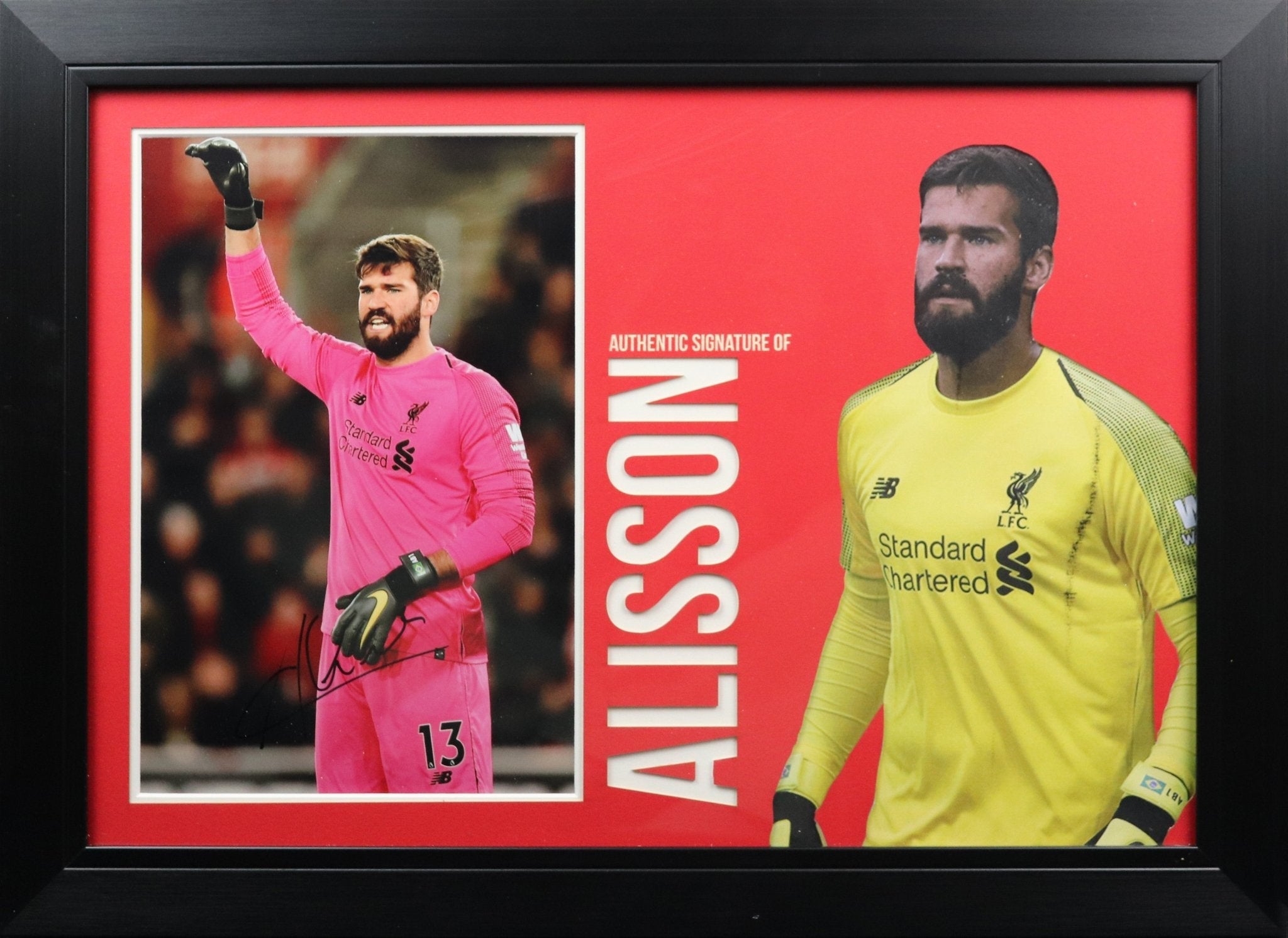 Alisson Becker LFC signed photo display - Memorabilia Framers Shop
