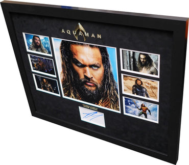 Aquaman film tribute signed white card by Jason Mamoa - Memorabilia Framers Shop