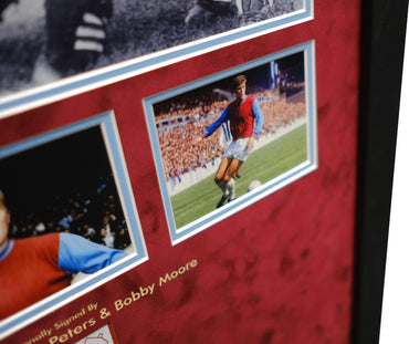 Bobby Moore, Martin Peters and Geoff Hurst Signed West Ham Photo and Autograph Display - Memorabilia Framers Shop