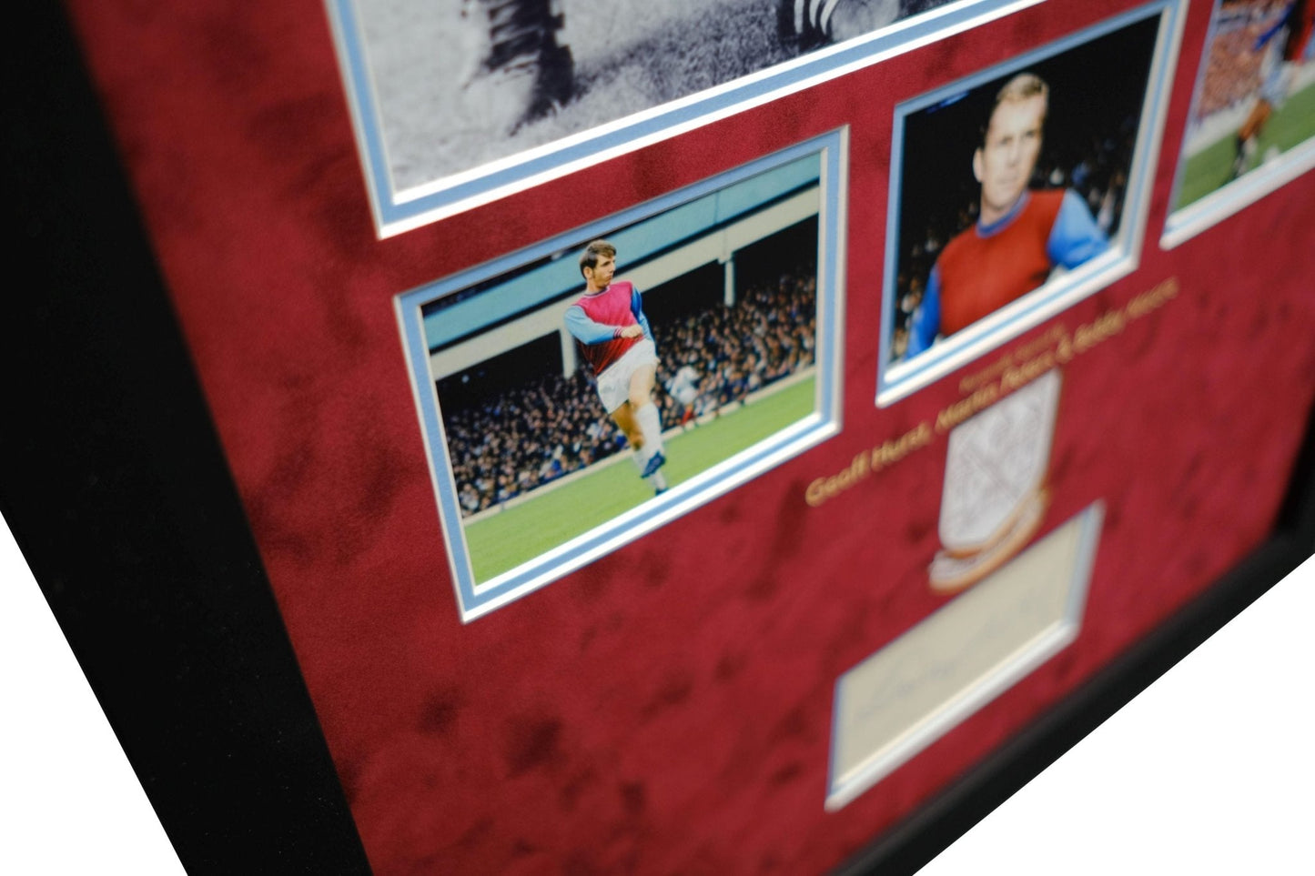Bobby Moore, Martin Peters and Geoff Hurst Signed West Ham Photo and Autograph Display - Memorabilia Framers Shop