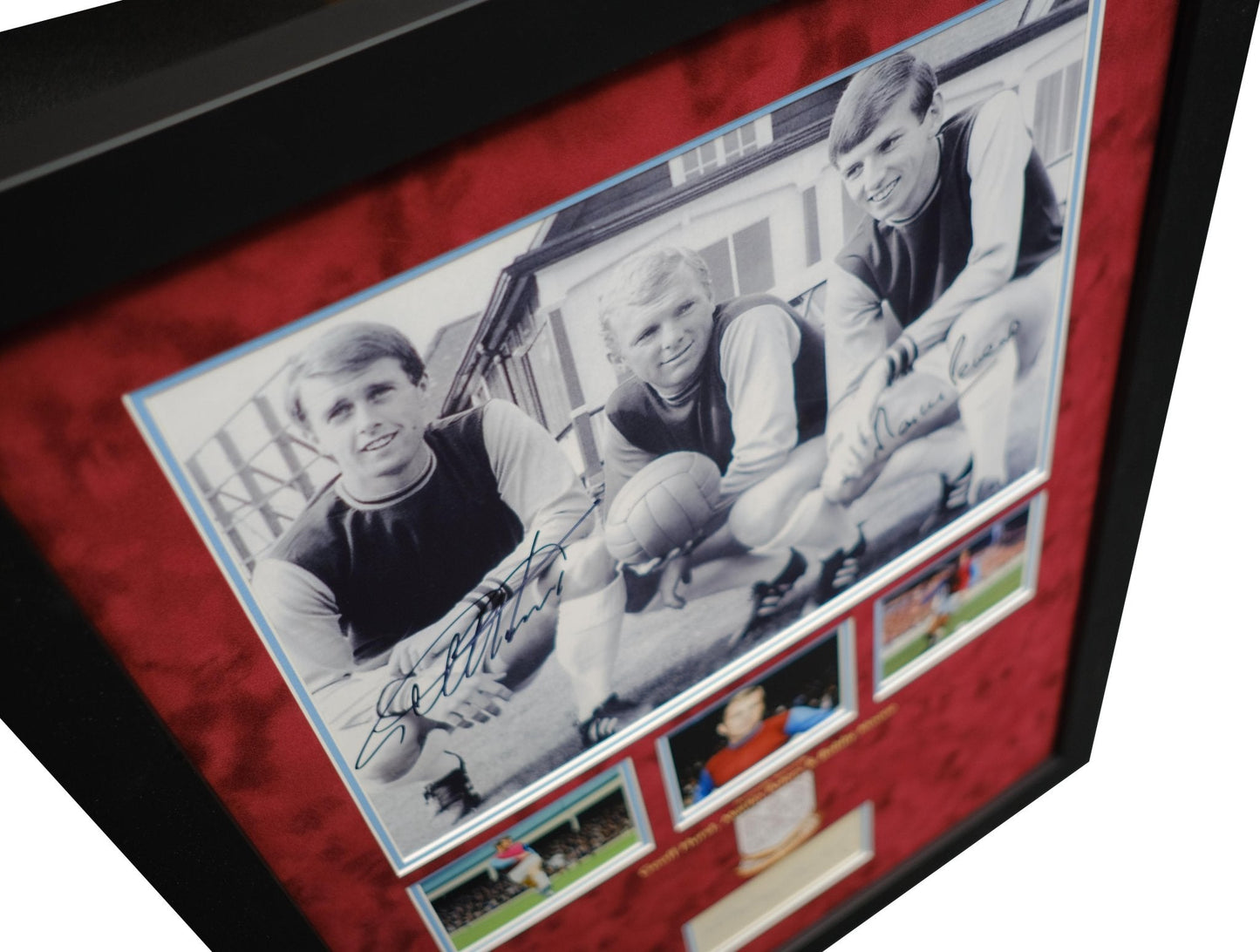 Bobby Moore, Martin Peters and Geoff Hurst Signed West Ham Photo and Autograph Display - Memorabilia Framers Shop