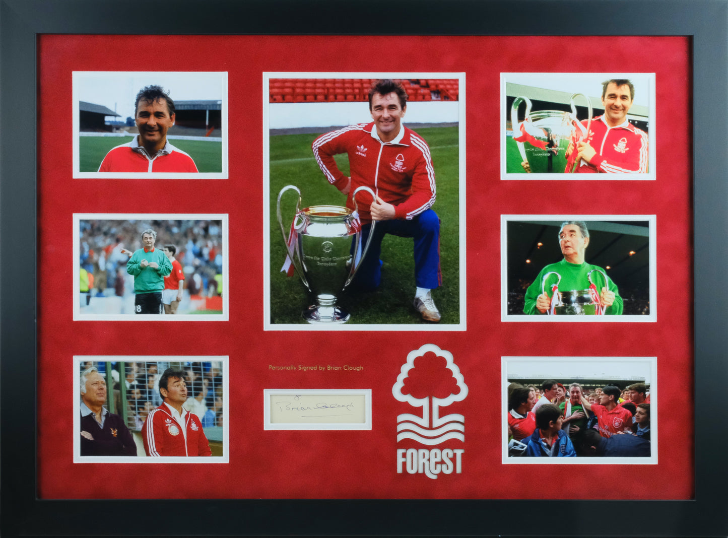 Brian Clough Signed White Card Framed Display