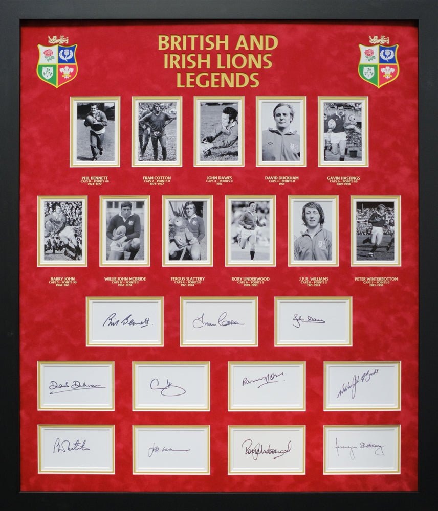 British And Irish Legends 11 Signed Whitecard Framed Display - Memorabilia Framers Shop