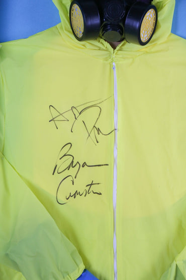 Bryan Cranston and Aaron Paul Signed Breaking Bad Hazmat Suit Framed Display - Memorabilia Framers Shop