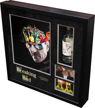 Bryan Cranston and Aaron Paul Signed Breaking Bad Tequila Bottle Framed Display - Memorabilia Framers Shop