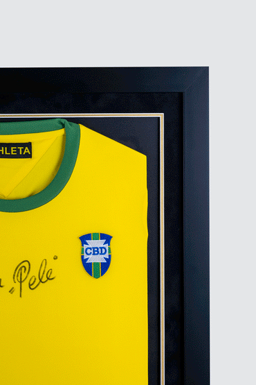 Pele & Gordon Banks Signed Dual Shirt Display