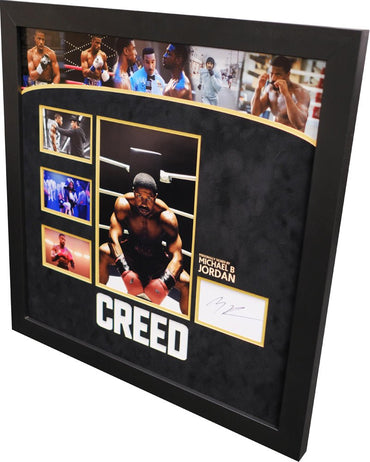 Creed Film tribute signed white card by Michael B Jordan - Memorabilia Framers Shop