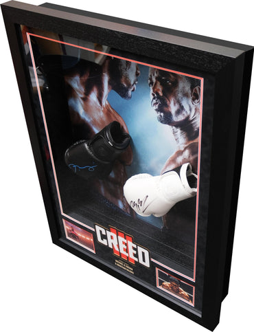 Creed III Signed Boxing Glove Display Signed by Michael B Jordan and Jonathon Majors - Memorabilia Framers Shop