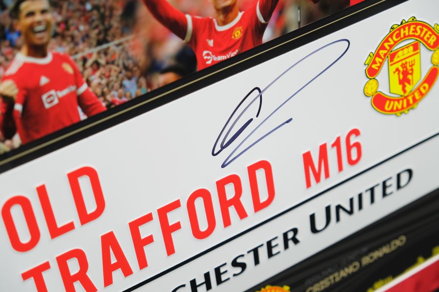 Cristiano Ronaldo Signed Roadsign Framed Display - Memorabilia Framers Shop