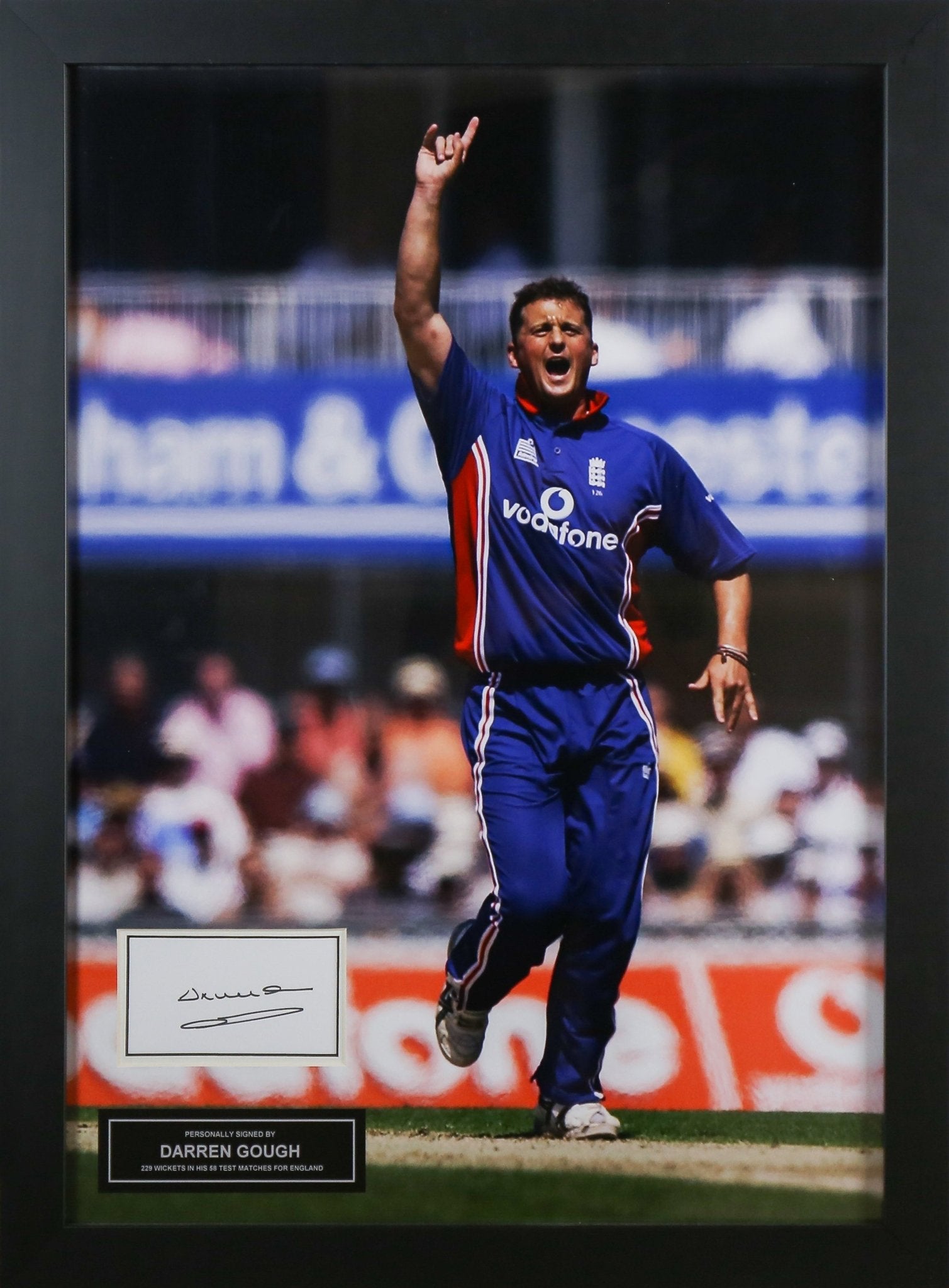 Darren Gough Signed White card Framed Display - Memorabilia Framers Shop