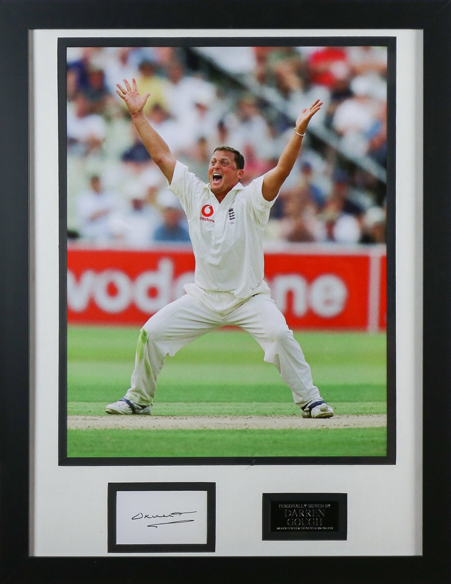 Darren Gough Signed Whitecard Framed Display - Memorabilia Framers Shop