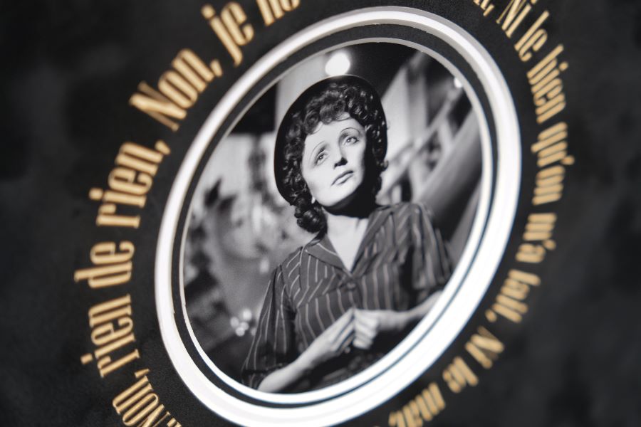 Edith Piaf Signed White Card Display - Memorabilia Framers Shop